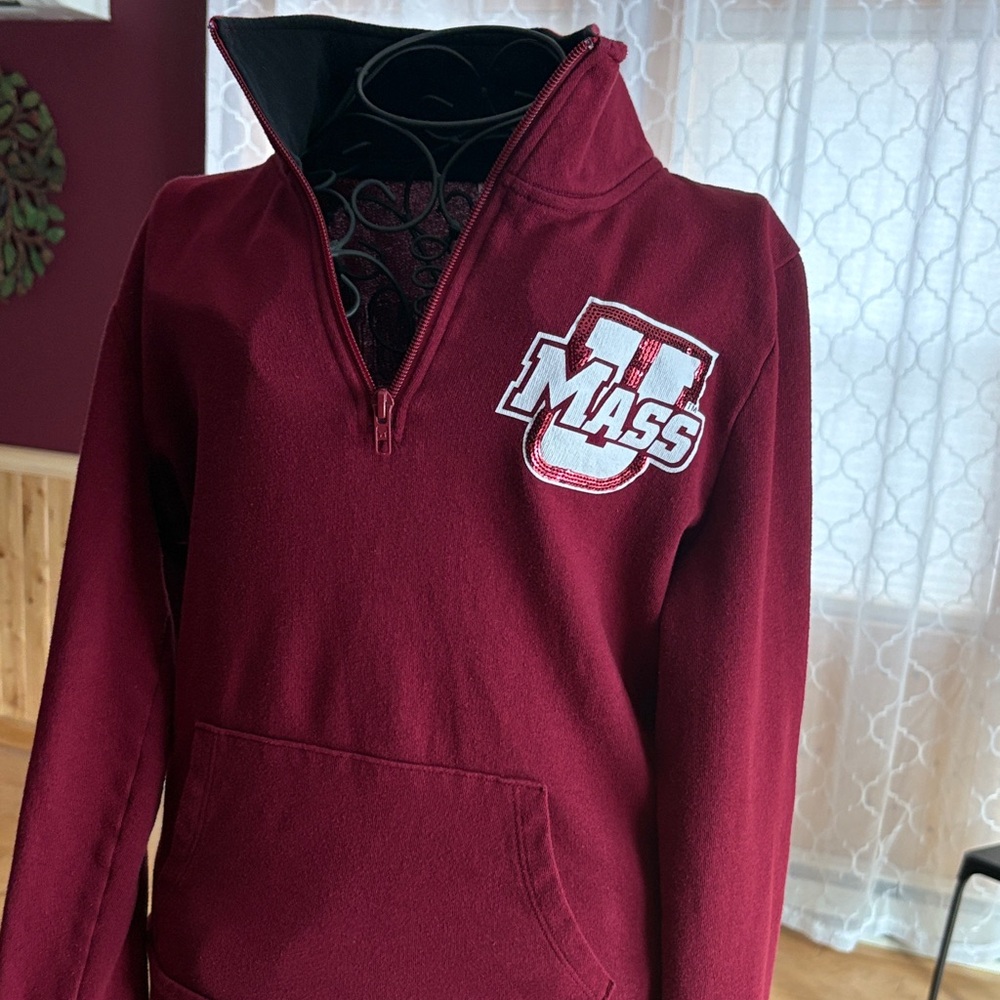 PINK Victoria's Secret Maroon UMass Quarter-Zip Pullover